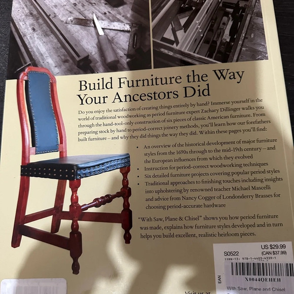 NWT - With Saw Plane & Chisel: How to Build Historic American Furniture - Picture 2 of 3